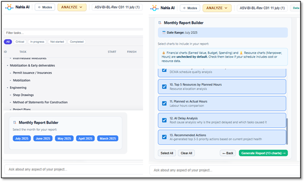 The one-click section menu beside a pinned Q&A chart